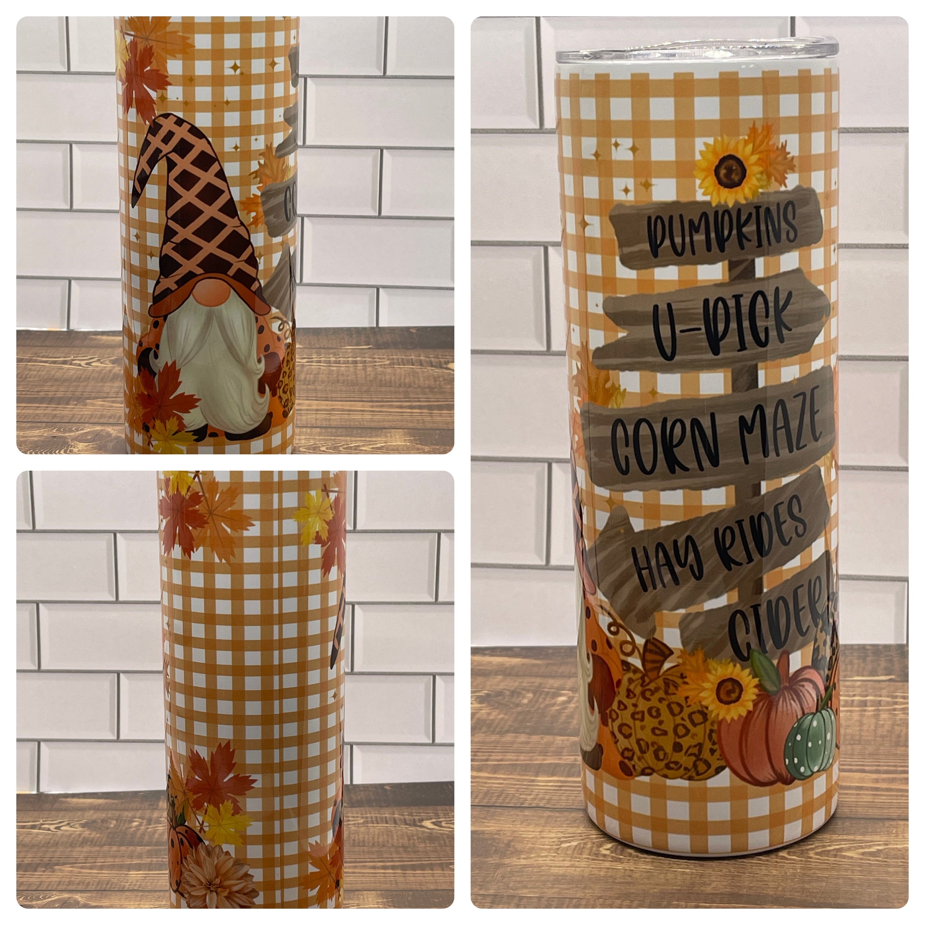 Gnome Fall Tumbler - Personalized Just Loves Gnome Fall Coffee Tumbler-  Custom Witch Name Halloween Tumbler With Lid - Insulated Coffee Tumbler For