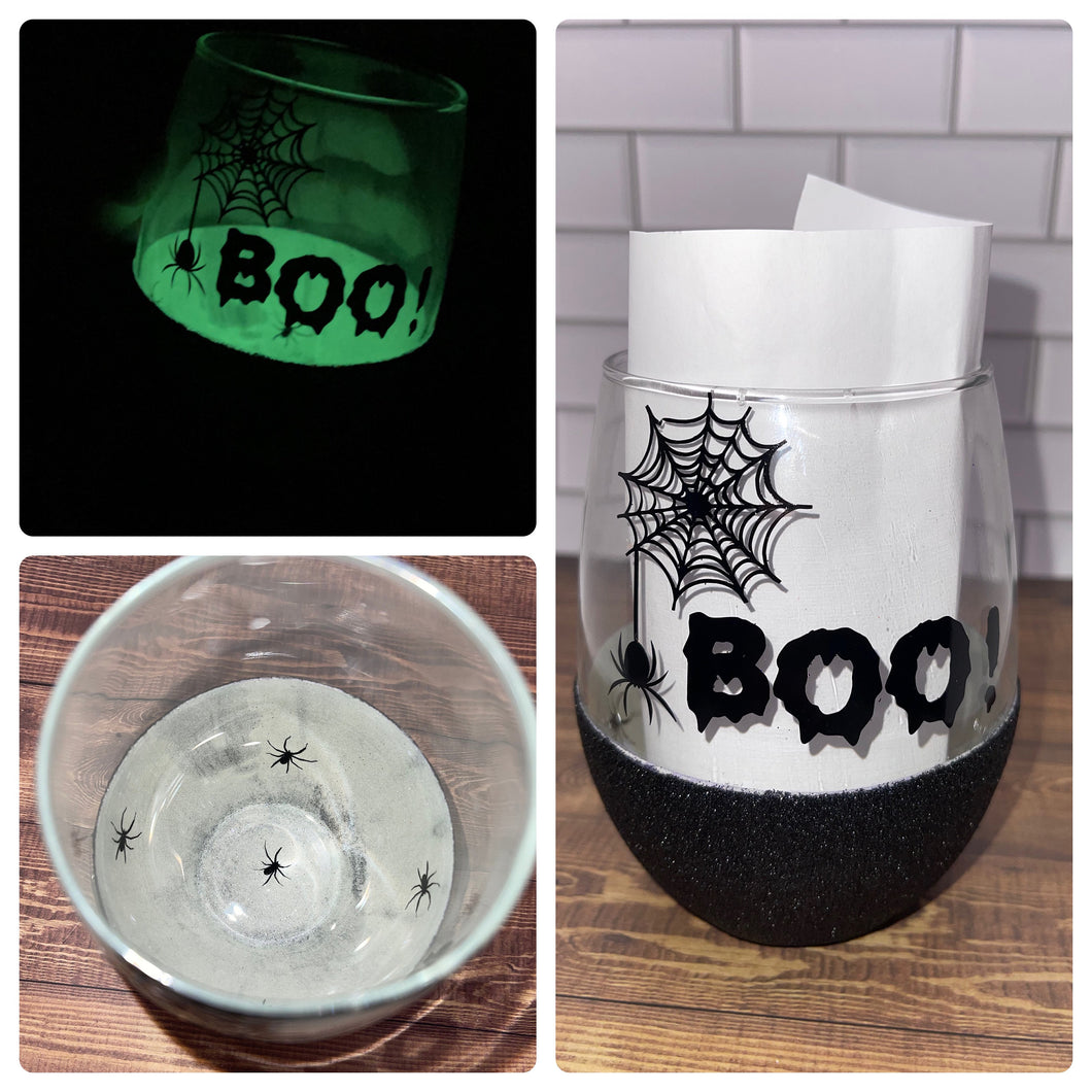 Halloween Wine Glass/ Glow in the dark